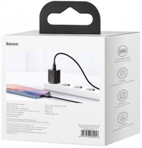 Зарядний пристрій Baseus Super Si Quick Charger 1C 20W With Simple Wisdom Data Cable Type-C to Lightning 1m Black (TZCCSUP-B01)