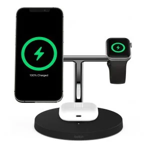 Фото: Бездротова зарядна станція Belkin 3in1 MagSafe iPhone 12 Wireless Charger Black (WIZ009vfBK) № 2 | KTC