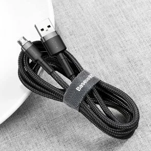 Фото: Кабель Baseus Cafule 2.4A AM / Micro USB 1m Grey/Black (CAMKLF-BG1) № 8 | KTC