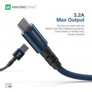 Кабель AMAZINGthing Antimicrobial Power Max Plus 3.2A AM / Type-C 1.1m Blue (TCPS0llMDB)