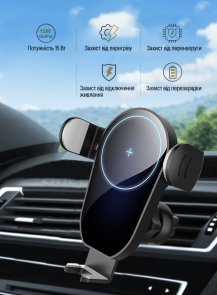 Кріплення для мобільного телефону ColorWay AutoSense Car Wireless Charger 15W Black (CW-CHAW025Q-BK)