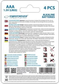 Фото: Батарейка Esperanza AAA Baterie Alkaliczne (BL/4) (EZB102) № 3 | KTC