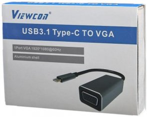 Перехідник Viewcon Type-C / VGA Black (TE388)