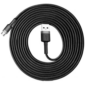 Фото: Кабель Baseus Cafule 2A AM / Micro USB 3m Grey/Black (CAMKLF-HG1) № 5 | KTC