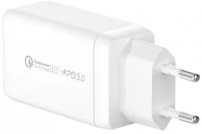 Фото: Зарядний пристрій Momax UM20 Gan One Plug 65W 2xPD QC 3.0 1xUSB White (UM20EUW) № 4 | KTC