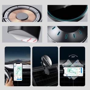 Кріплення для мобільного телефону Baseus Big Energy Car Mount Wireless Charger Black (WXJN-01)