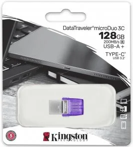 Фото: Флешка USB Kingston DataTraveler microDuo 3C 128GB (DTDUO3CG3/128GB) № 3 | KTC