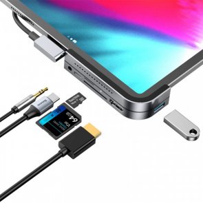 USB-хаб Baseus MBend Angle No.7 Multifunctional Dark Gray (CAHUB-WJ0G)