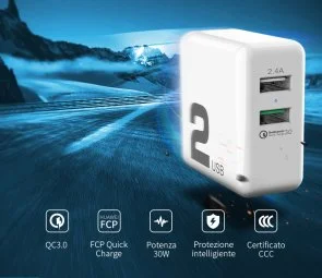 Фото: Зарядний пристрій Rock Space T13 Dual Port QC3.0 Travel 30W White (6971680470879) № 5 | KTC