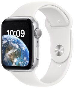 Apple Watch Series SE 2 GPS 44mm Silver Aluminium Case with White Sport Band - Reg
