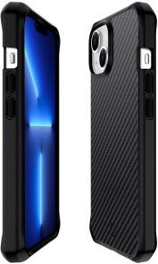 Чохол iTSkins for iPhone 14 Plus BALLISTIC R CARBON with MagSafe Black (AP4R-HMACA-BLK1)