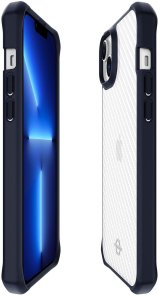 Чохол iTSkins for iPhone 14 Plus HYBRID R TEK Deep blue and Transparent (AP4R-HBTEK-DBTR)