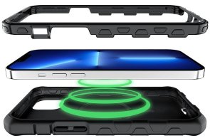 Чохол iTSkins for iPhone 14 Plus VAULT R SOLID with MagSafe Charcoal Black (AP4R-VAMSO-CABL)