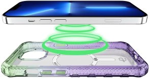 Чохол iTSkins for iPhone 14 Plus SUPREME R PRISM with MagSafe light green and light purple (AP4R-SUPMA-LGLP)