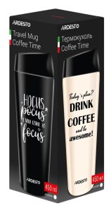 Термокухоль Ardesto Coffee time Hocus 450 мл, нержавіюча сталь, Black