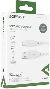 Фото: Кабель Acefast C3-02 2.4A AM / Lightning 1.2m White (AFC3-02W) № 3 | KTC