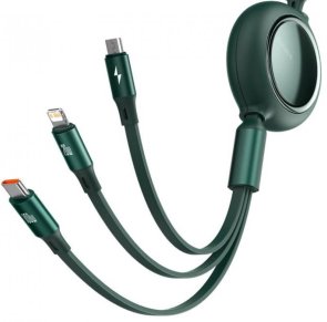 Кабель Baseus 3in1 100W Type-C / Lightning/Micro USB/Type-C 1.2m Green (CAMLC-AMJ06)