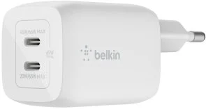 Фото: Зарядний пристрій Belkin Home Charger 65W GaN White with Type-C/Type-C (WCH013VF2MWH-B6) № 2 | KTC