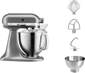 Фото: Планетарний міксер KitchenAid Mixer tilt-head 4.8L Artisan Premium 5KSM185PS Medallion Silver (5KSM185PSEMS) № 3 | KTC