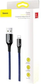 Фото: Кабель Baseus C-Shaped Light Intelligent Power-off 2.4A AM / Lightning 1m Blue (CALCD-03) № 6 | KTC