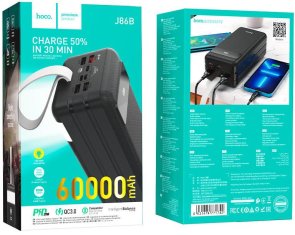 Батарея універсальна Hoco J86B Electric 60000mAh 22.5W Black (6931474771742)