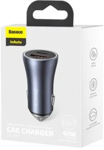 Фото: Автомобільний зарядний пристрій Baseus Golden Contactor Pro Dual Car Charger U/C 40W DarkGray (CCJD-0G) № 6 | KTC