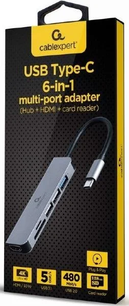 Фото: USB-хаб Cablexpert 6in1 Grey (A-CM-COMBO6-02) № 2 | KTC