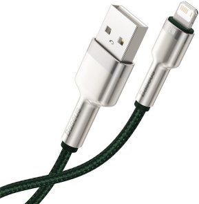 Кабель Baseus Cafule Metal 2.4A AM / Lightning 1m Green (CALJK-A06)