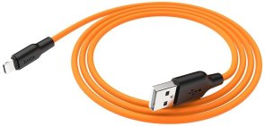 Кабель Hoco X21 Plus 2.4A AM / Lightning 1m Black/Orange (6931474711854)