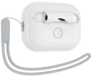 Чохол Spigen for Apple Airpods Pro 2 - Silicone Fit White/Strap Gray (ACS05811)