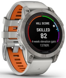 Смарт годинник Garmin Fenix 7 Pro Sapphire Solar Edition Titanium with Fog Gray/Ember Orange Band (010-02777-21)