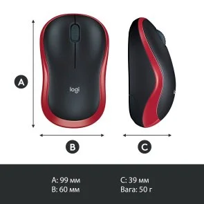 Фото: Миша Logitech M185 Black/Red (910-002240) № 4 | KTC