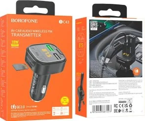 Фото: FM-трансмітер + АЗП BOROFONE BC43 Flash 18W Black № 5 | KTC