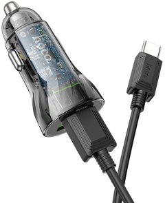 Автомобільний зарядний пристрій Hoco Z47 Transparent Discovery Edition 18W with AM/Type-C (6931474782250)