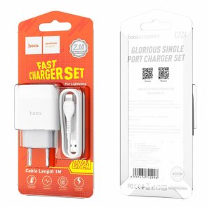 Зарядний пристрій Hoco C72A Glorious 2.1A White with AM/Lightning (6931474712998)