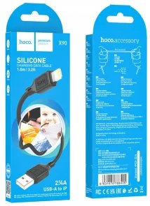 Фото: Кабель Hoco X90 Cool silicone 2.4A AM / Lightning 1m Black (6931474788405) № 5 | KTC