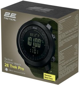 Тактичний годинник 2E Trek Pro з компасом та крокоміром Black/Green