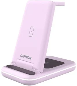 Фото: Бездротова зарядна станція Canyon WS-304 3in1 Iced Pink (CNS-WCS304IP) № 2 | KTC