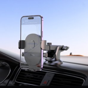 Кріплення для мобільного телефону Hoco H19 Mighty one-button car holder center console Black (6942007601580)