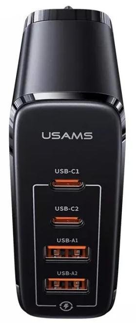 Зарядний пристрій Usams US-CC145 T44 QC3.0 PD 100W GaN Black (CC145TC01)