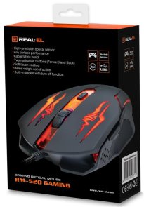 Миша Real-EL RM-520 Gaming Black (EL123200020)