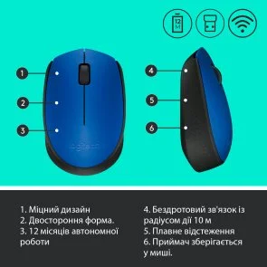 Фото: Миша Logitech M171 Wireless Blue/Black (910-004640) № 7 | KTC