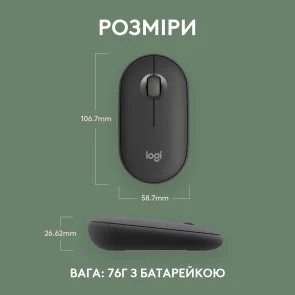 Фото: Миша Logitech Pebble 2 M350s Tonal Graphite (910-007015) № 9 | KTC