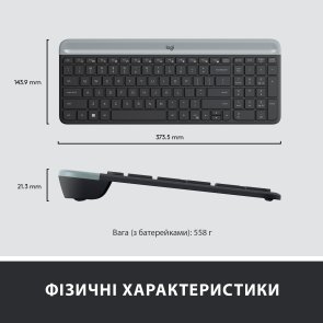 Комплект клавіатура+миша Logitech MK470 Slim Combo Graphite (920-009204)