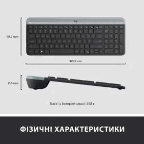 Фото: Комплект клавіатура+миша Logitech MK470 Slim Combo Graphite (920-009204) № 9 | KTC