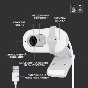 Web-камера Logitech Brio 100 Off-White (960-001617)