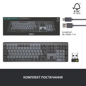Фото: Клавіатура Logitech MX Mechanical Wireless Illuminated Performance Clicky US/UKR Graphite (920-010759) № 6 | KTC