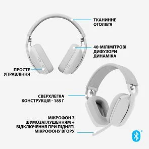 Фото: Гарнітура Logitech Zone Vibe 100 Off White (981-001219) № 6 | KTC