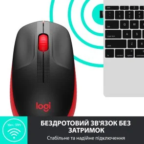 Фото: Миша Logitech M190 Full Size Wireless Red (L910-005908) № 6 | KTC