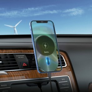 Кріплення для мобільного телефону Hoco CA91 Magic Magnetic Wireless Fast Charging Gray (6931474753465)